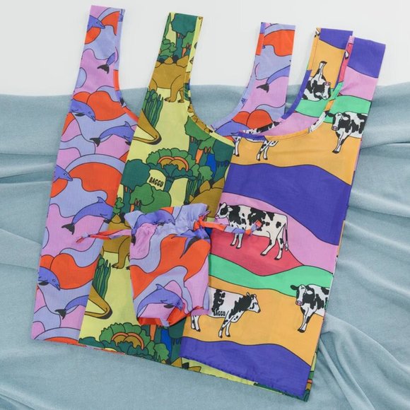 NWT Standard Baggu Set - Animal Friends (Dinosaurs, Dolphins, Grazing Cow) - Picture 2 of 5